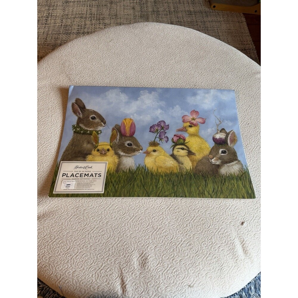 Hester & Cook Pad 24 Paper Placemats Festive Garden Gathering Easter Duck Bunn